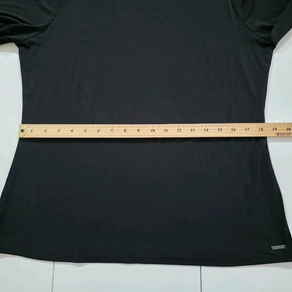 Tahari Top Womens L Black SS Studs Stretch Whimsigoth Office Mature Logo Capsule - Picture 6 of 16